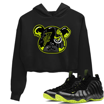 Foams One Black Volt shirts to match jordans Foamposite Bear sneaker match tees Air Foamposite One Black and Volt match shoes to clothes SNRT Sneaker Tees unisex cotton Black 1 crop tee