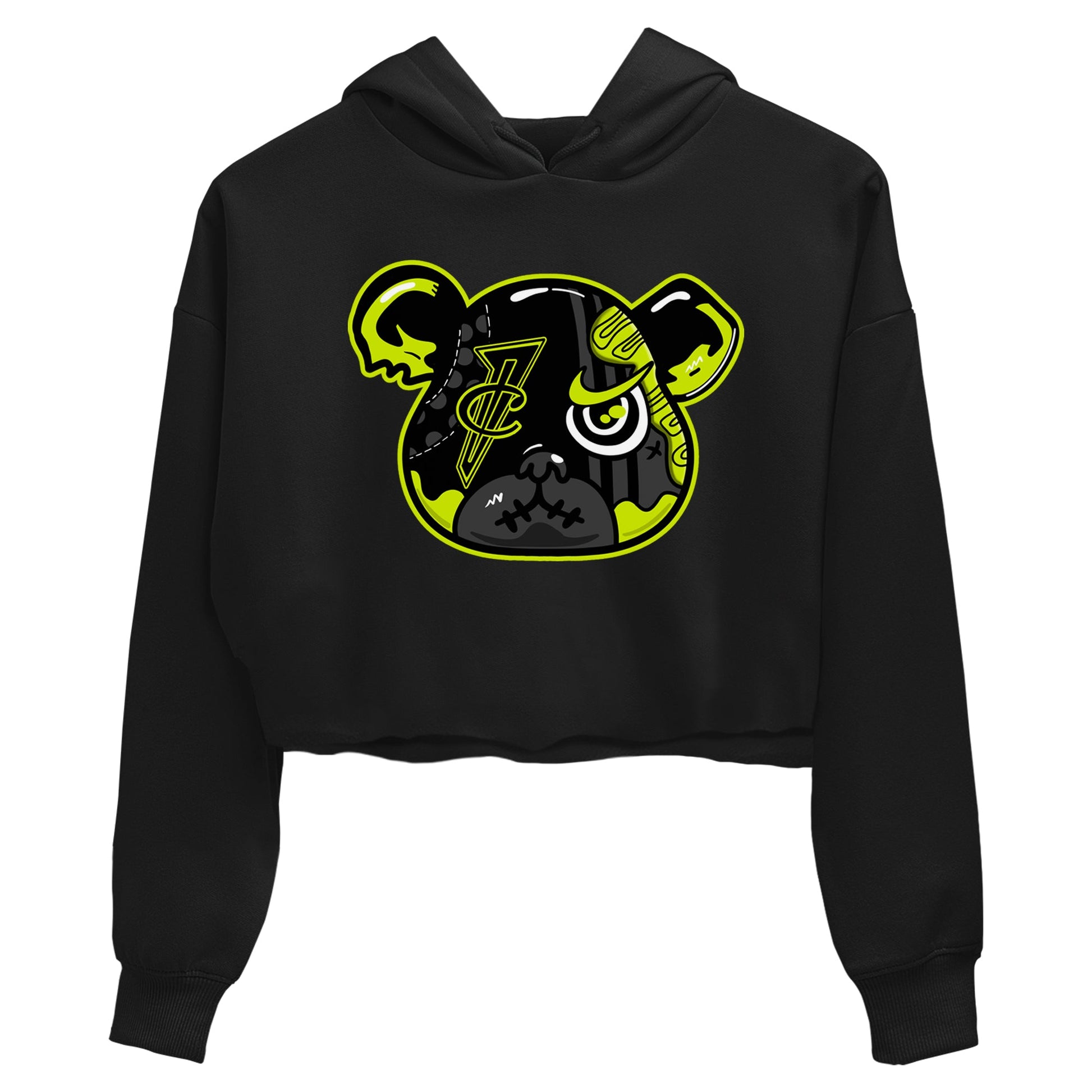 Foams One Black Volt shirts to match jordans Foamposite Bear sneaker match tees Air Foamposite One Black and Volt match shoes to clothes SNRT Sneaker Tees unisex cotton Black 2 crop tee