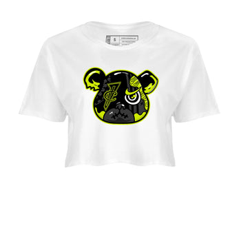 Foams One Black Volt shirts to match jordans Foamposite Bear sneaker match tees Air Foamposite One Black and Volt match shoes to clothes SNRT Sneaker Tees unisex cotton White 2 crop tee