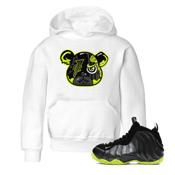 Foams One Black Volt shirts to match jordans Foamposite Bear sneaker match tees Air Foamposite One Black and Volt match shoes to clothes SNRT Sneaker Tees Youth Baby White 1 tee