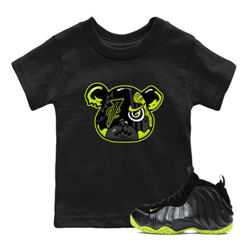 Foams One Black Volt shirts to match jordans Foamposite Bear sneaker match tees Air Foamposite One Black and Volt match shoes to clothes SNRT Sneaker Tees Youth Baby Black 1 tee