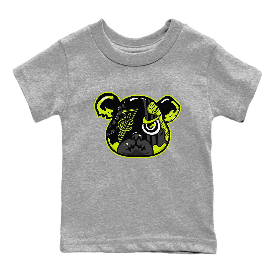 Foams One Black Volt shirts to match jordans Foamposite Bear sneaker match tees Air Foamposite One Black and Volt match shoes to clothes SNRT Sneaker Tees Youth Baby Heather Grey 2 tee