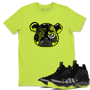 Foams One Black Volt shirts to match jordans Foamposite Bear sneaker match tees Air Foamposite One Black and Volt match shoes to clothes SNRT Sneaker Tees unisex cotton Safety Green 1 shirts