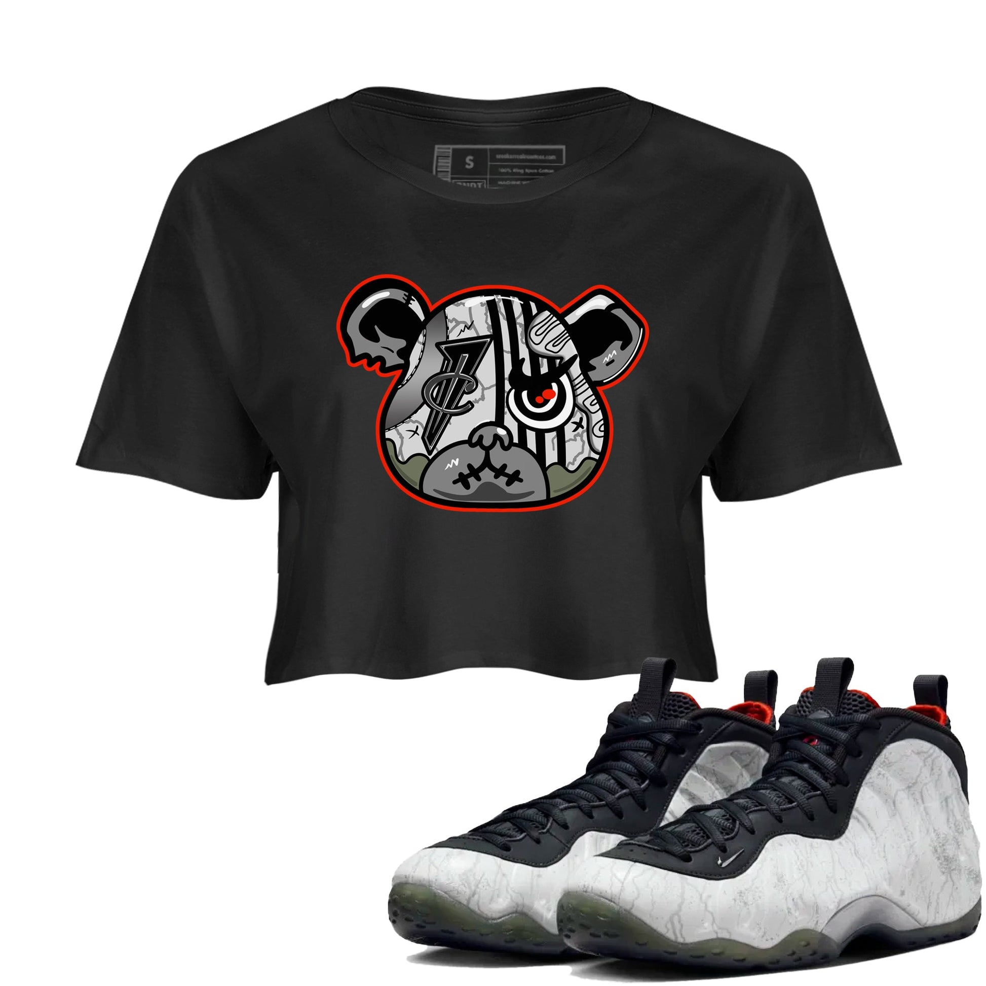 Foams One Jin shirts to match jordans Foamposite Bear sneaker match tees Air Foamposite One Jin match shoes to clothes SNRT Sneaker Tees unisex cotton Black 1 crop tee