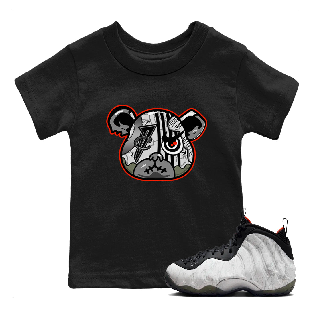 Foams One Jin shirts to match jordans Foamposite Bear sneaker match tees Air Foamposite One Jin match shoes to clothes SNRT Sneaker Tees Youth Baby Black 1 tee