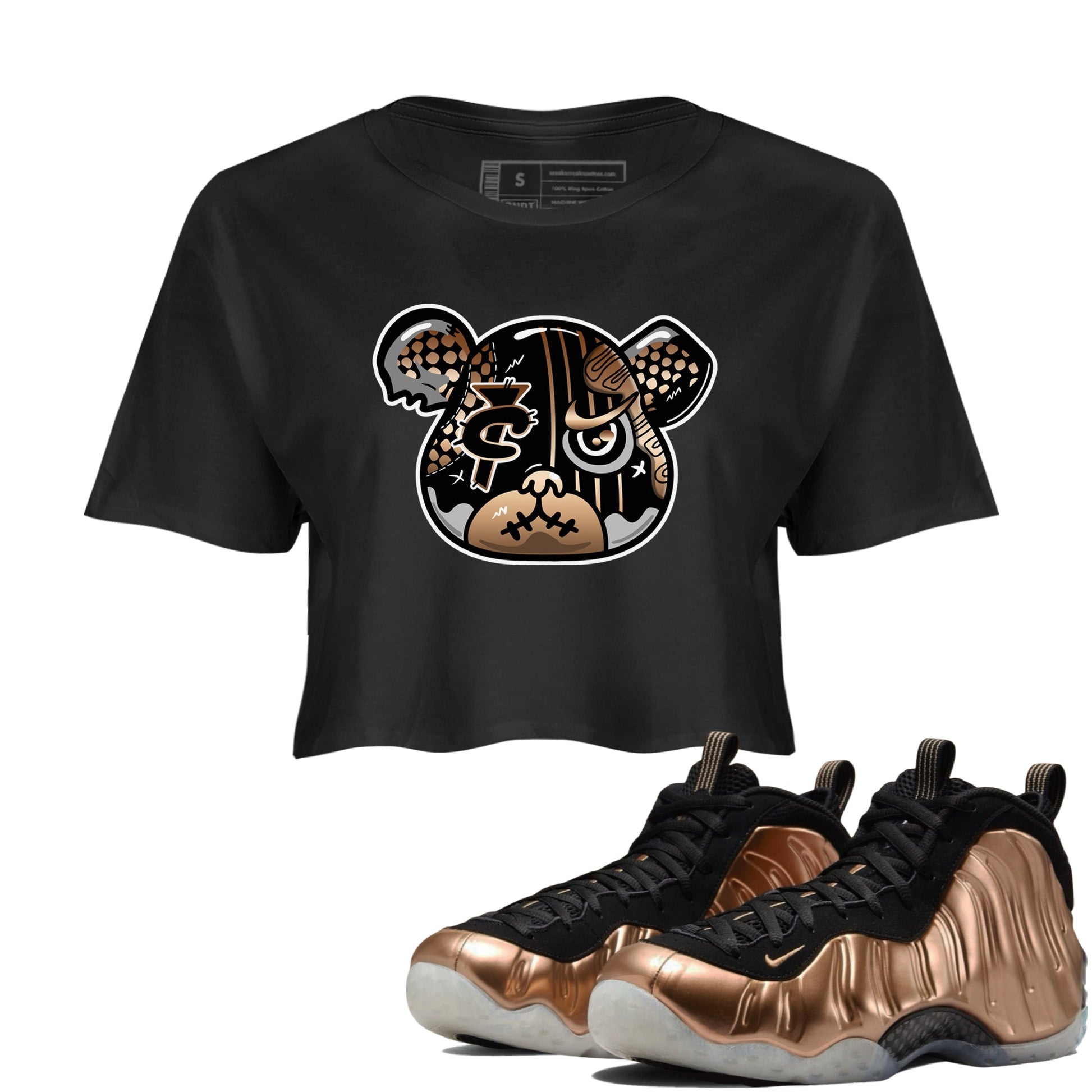 Air Foamposite 1 Metallic Copper Shirts To Match Jordans Foamposite Bear Sneaker Shirts Air Foamposite One Metallic Copper SNRT Sneaker Release Tees Unisex Cotton Crew Neck Black 1 Crop Shirts