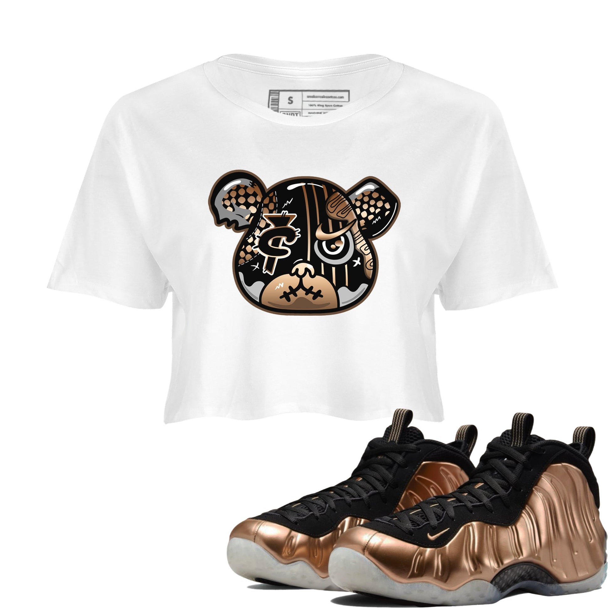 Air Foamposite 1 Metallic Copper Shirts To Match Jordans Foamposite Bear Sneaker Shirts Air Foamposite One Metallic Copper SNRT Sneaker Release Tees Unisex Cotton Crew Neck White 1 Crop Shirts