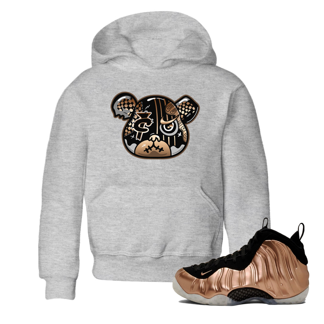 Air Foamposite 1 Metallic Copper Shirts To Match Jordans Foamposite Bear Sneaker Shirts Air Foamposite One Metallic Copper SNRT Sneaker Release Tees Baby Youth Toddler Heather Grey 1 crew neck shirts