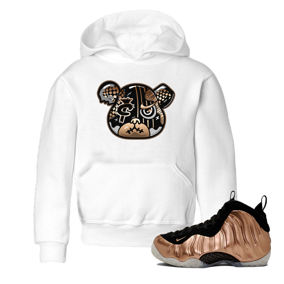 Air Foamposite 1 Metallic Copper Shirts To Match Jordans Foamposite Bear Sneaker Shirts Air Foamposite One Metallic Copper SNRT Sneaker Release Tees Baby Youth Toddler White 1 crew neck shirts