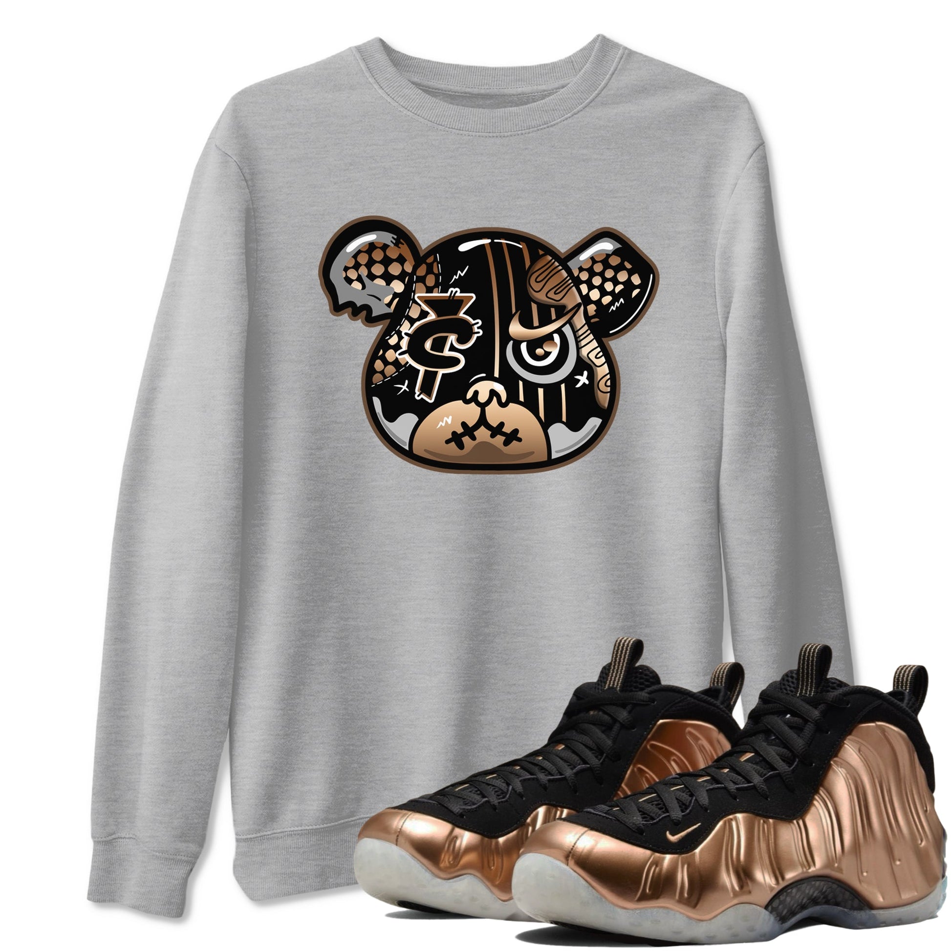 Air Foamposite 1 Metallic Copper Shirts To Match Jordans Foamposite Bear Sneaker Shirts Air Foamposite One Metallic Copper SNRT Sneaker Release Tees Unisex Cotton Crew Neck Heather Grey 1 crew neck shirts