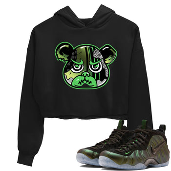 Sneaker match tees – Sneaker Tees To Match Air Foamposite One Pine Green Shoes – Foamposite Bear Crop T-Shirt Black 1