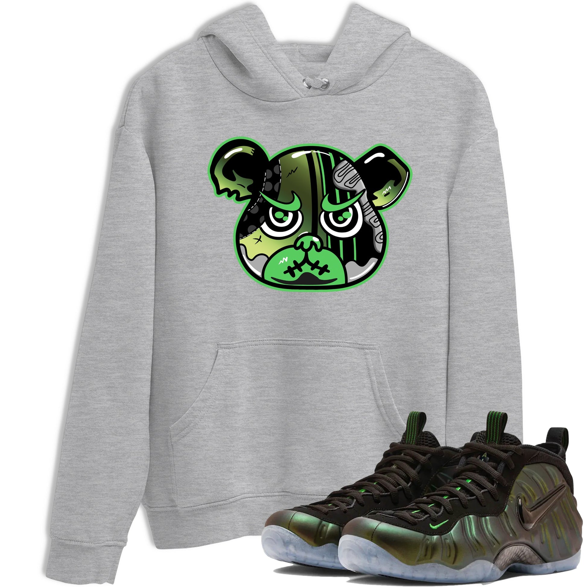Sneaker match tees – Sneaker Tees To Match Air Foamposite One Pine Green Shoes – Foamposite Bear Tee Heather Grey 1