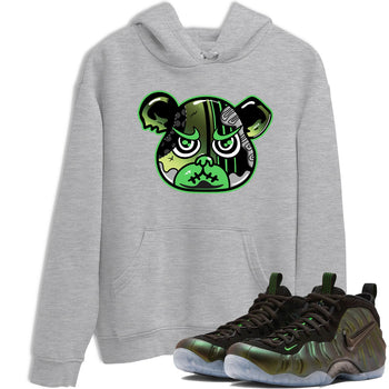 Sneaker match tees – Sneaker Tees To Match Air Foamposite One Pine Green Shoes – Foamposite Bear Tee Heather Grey 1