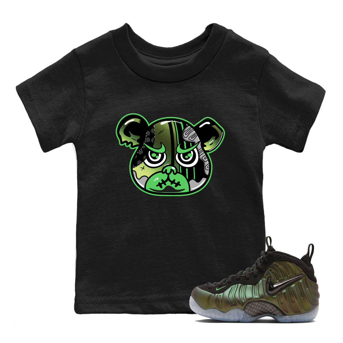 Sneaker match tees – Sneaker Tees To Match Air Foamposite One Pine Green Shoes – Foamposite Bear Kids T-Shirt Black 1