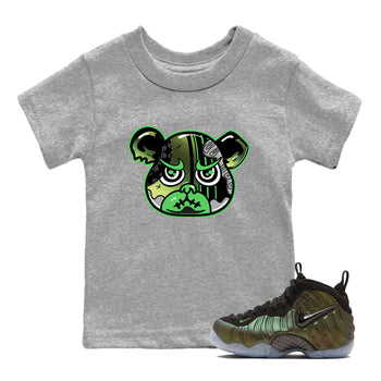 Sneaker match tees – Sneaker Tees To Match Air Foamposite One Pine Green Shoes – Foamposite Bear Kids T-Shirt Heather Grey 1