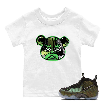 Sneaker match tees – Sneaker Tees To Match Air Foamposite One Pine Green Shoes – Foamposite Bear Kids T-Shirt White 1