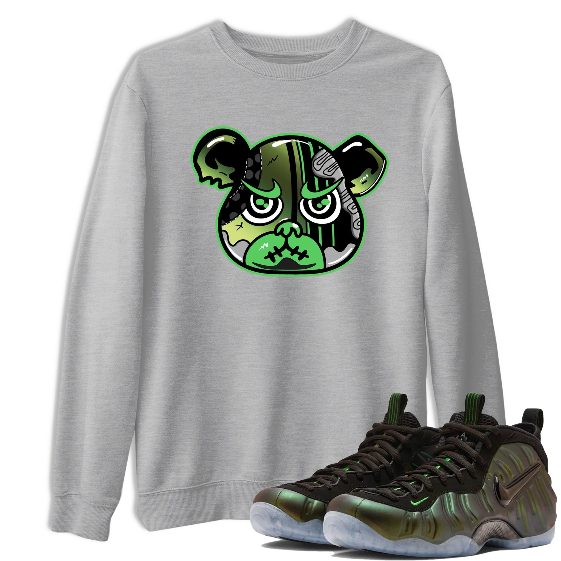 Sneaker match tees – Sneaker Tees To Match Air Foamposite One Pine Green Shoes – Foamposite Bear Tee Heather Grey 1