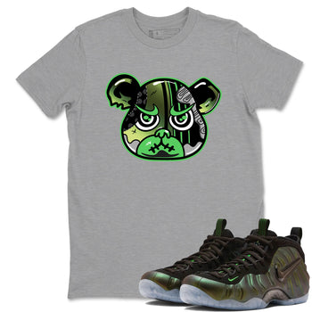Sneaker match tees – Sneaker Tees To Match Air Foamposite One Pine Green Shoes – Foamposite Bear Tee Heather Grey 1