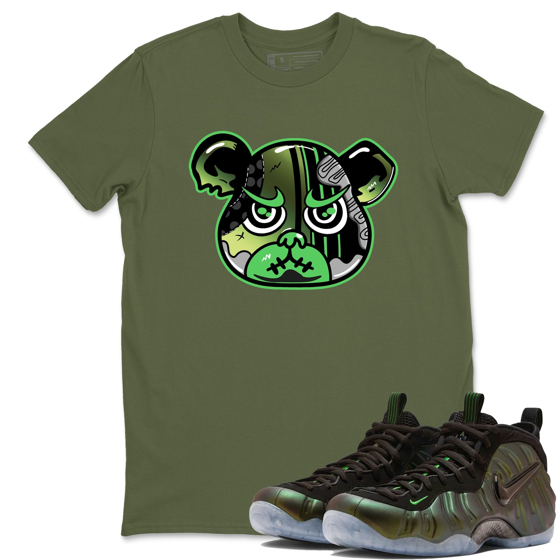 Sneaker match tees – Sneaker Tees To Match Air Foamposite One Pine Green Shoes – Foamposite Bear Tee Military Green 1