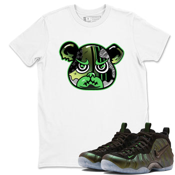 Sneaker match tees – Sneaker Tees To Match Air Foamposite One Pine Green Shoes – Foamposite Bear Tee White 1