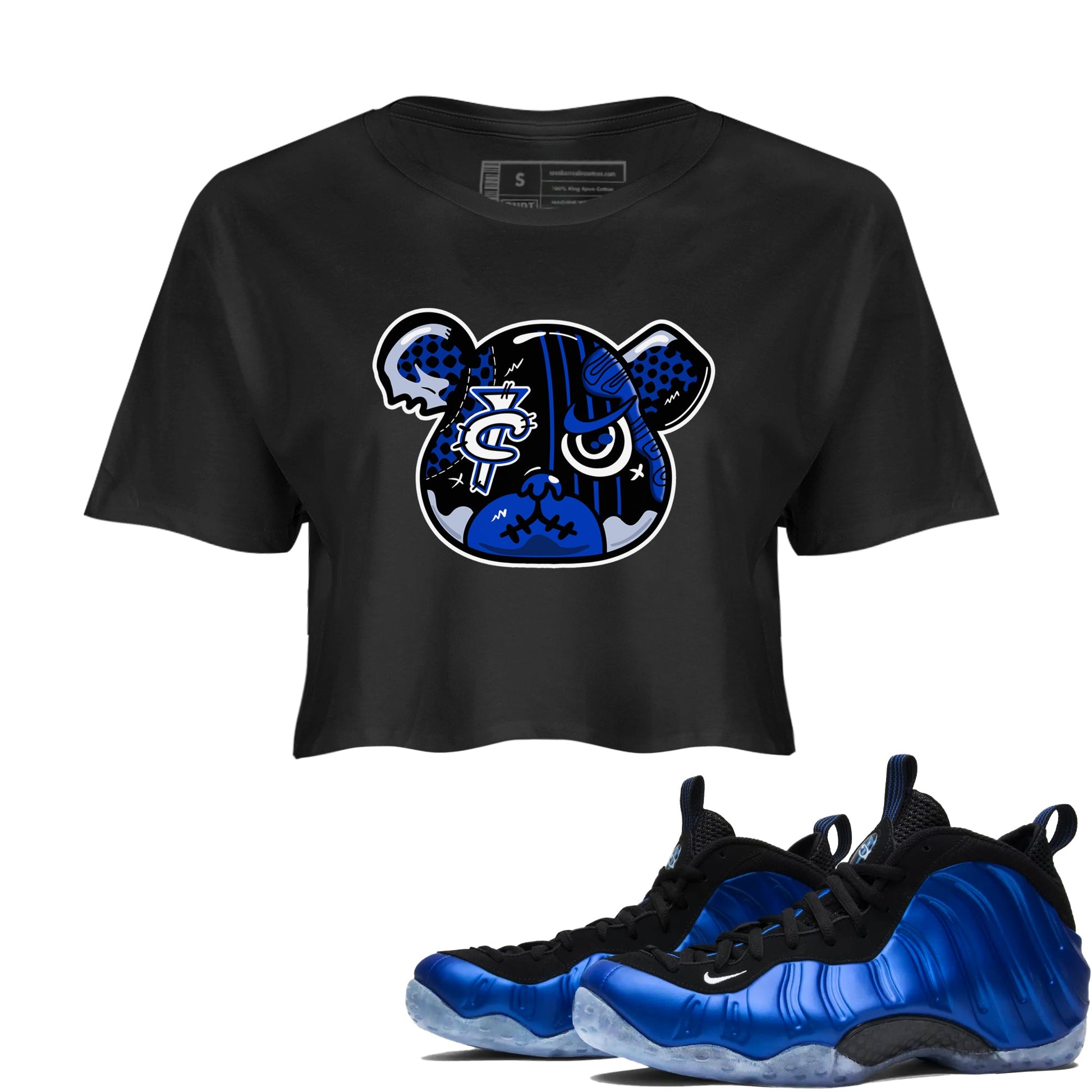 Air Foamposite One Royal Shirts To Match Jordans Foamposite Bear Sneaker Shirts Air Foamposite One Royal SNRT Sneaker Release Tees Unisex Cotton Crew Neck Black 1 Crop Shirts