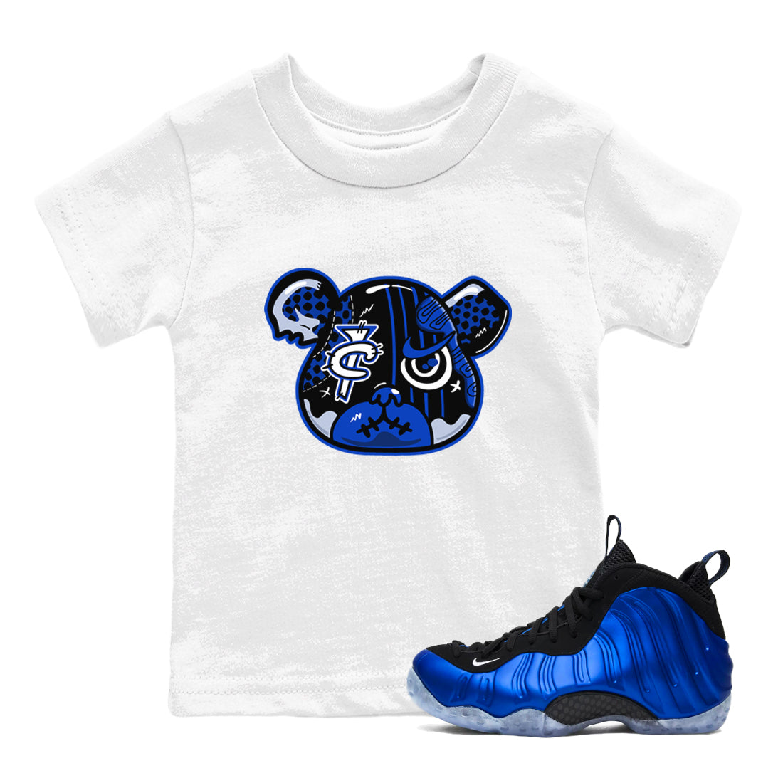 Air Foamposite One Royal Shirts To Match Jordans Foamposite Bear Sneaker Shirts Air Foamposite One Royal SNRT Sneaker Release Tees Baby Youth Toddler White 1 crew neck shirts