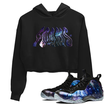 Air Foamposite One Galaxy shirts to match jordans Foams sneaker match tees Foams One Galaxy match shoes to clothes SNRT Sneaker Tees unisex cotton Black 1 crop tee