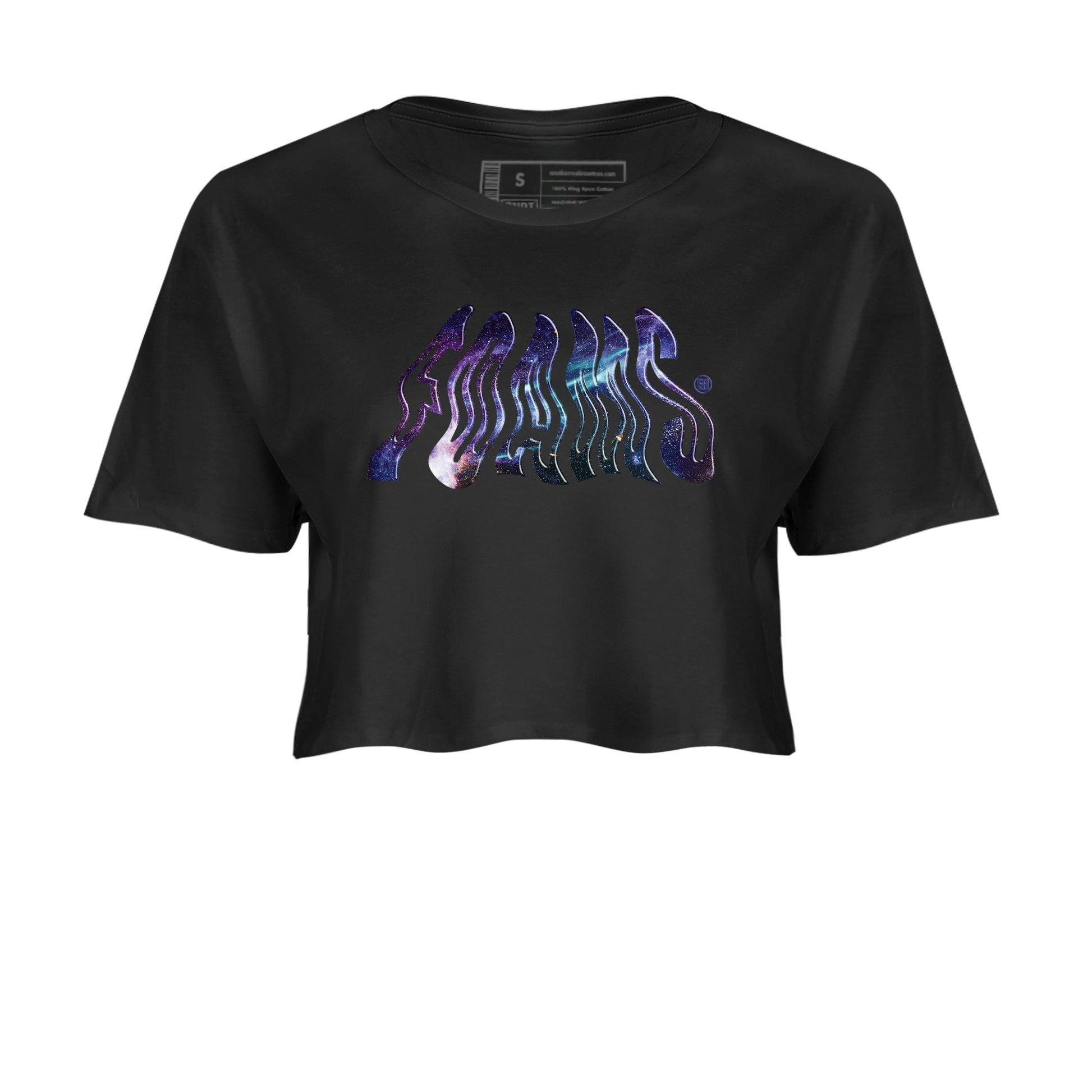 Air Foamposite One Galaxy shirts to match jordans Foams sneaker match tees Foams One Galaxy match shoes to clothes SNRT Sneaker Tees unisex cotton Black 2 crop tee