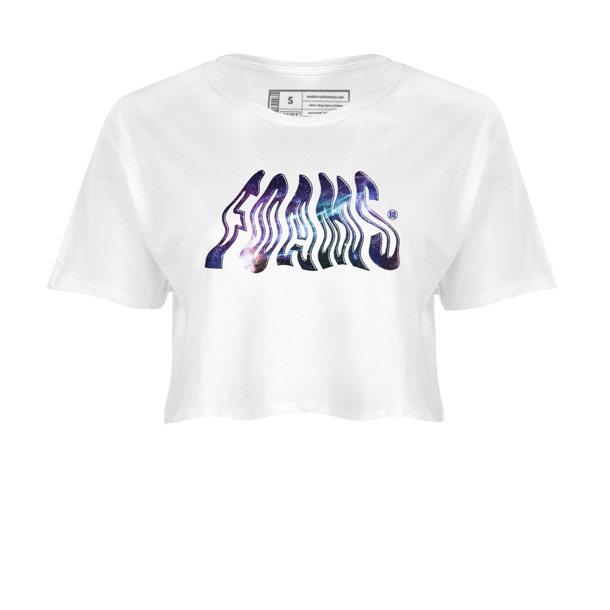 Air Foamposite One Galaxy shirts to match jordans Foams sneaker match tees Foams One Galaxy match shoes to clothes SNRT Sneaker Tees unisex cotton White 2 crop tee