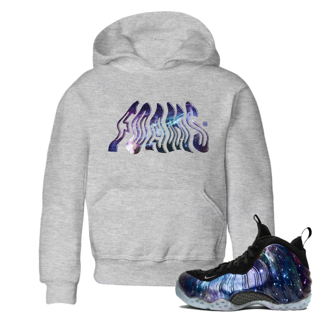 Air Foamposite One Galaxy shirts to match jordans Foams sneaker match tees Foams One Galaxy match shoes to clothes SNRT Sneaker Tees Youth Baby Heather Grey 1 tee