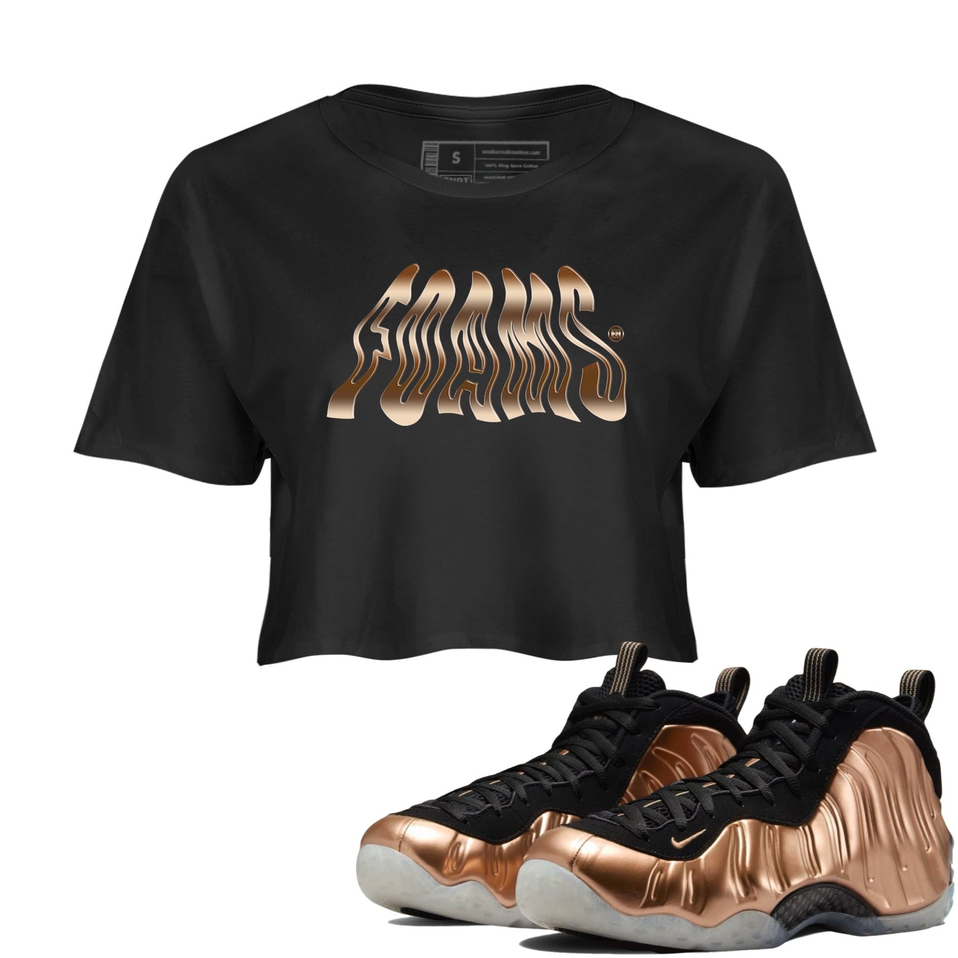 Air Foamposite 1 Metallic Copper Shirts To Match Jordans Foams Sneaker Shirts Air Foamposite One Metallic Copper SNRT Sneaker Release Tees Unisex Cotton Crew Neck Black 1 Crop Shirts