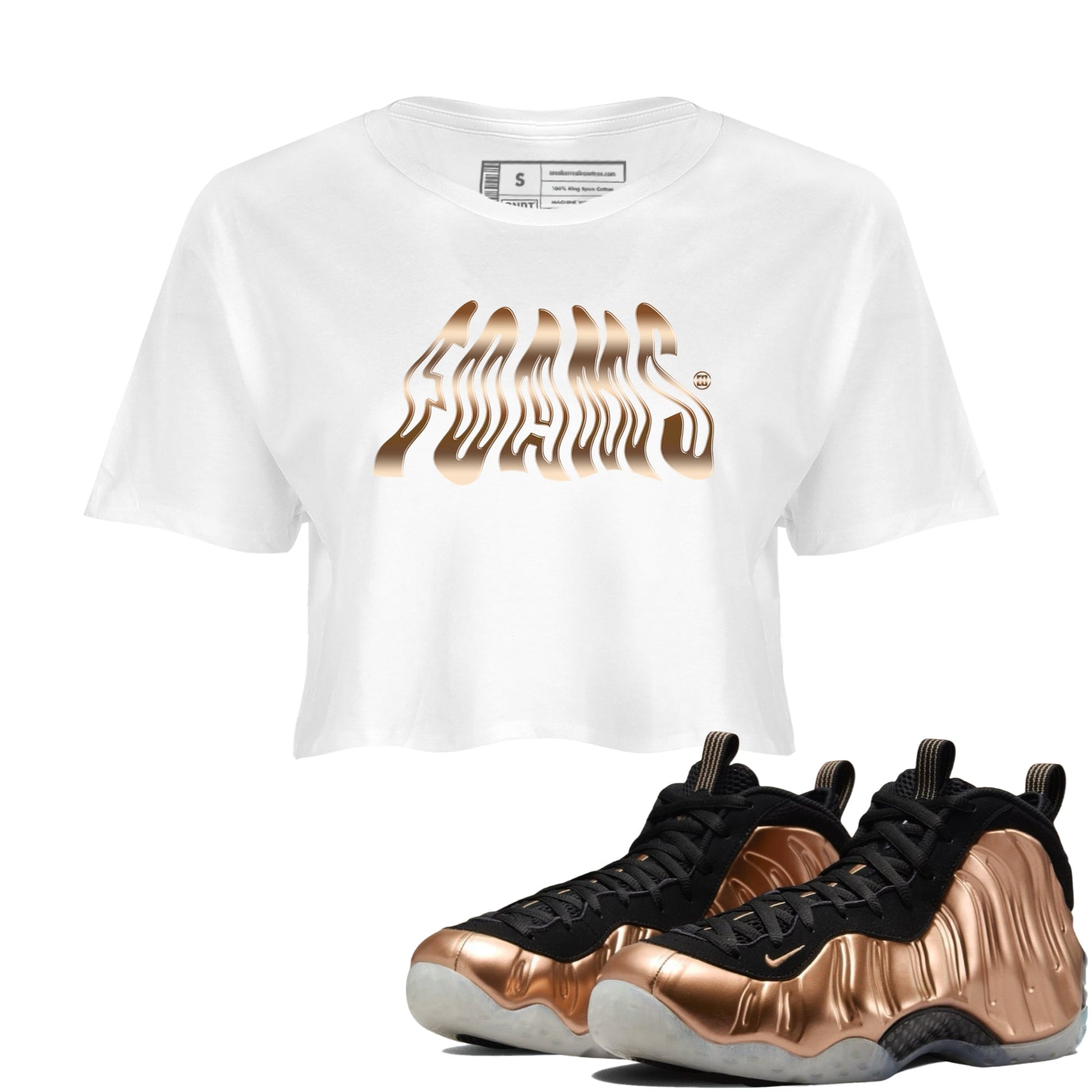 Air Foamposite 1 Metallic Copper Shirts To Match Jordans Foams Sneaker Shirts Air Foamposite One Metallic Copper SNRT Sneaker Release Tees Unisex Cotton Crew Neck White 1 Crop Shirts