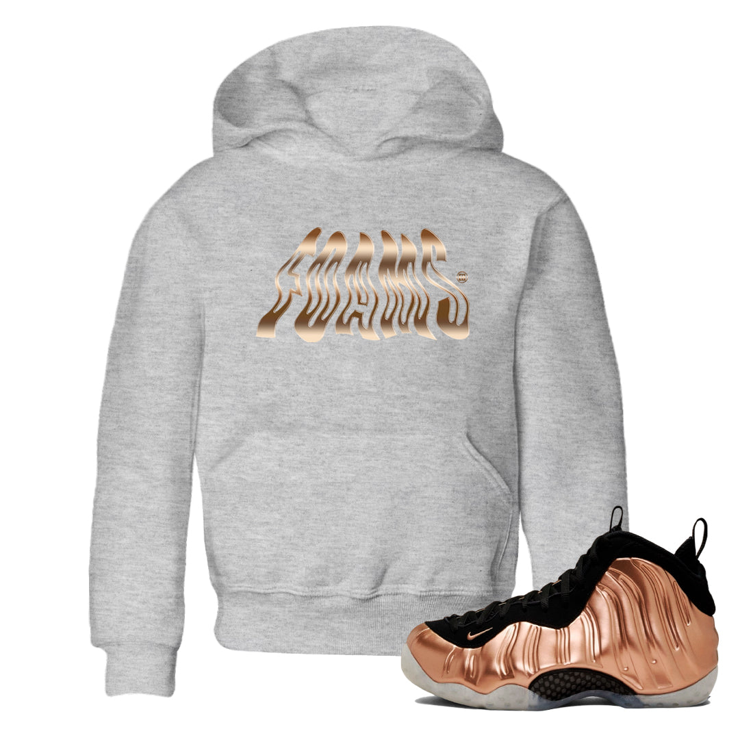 Air Foamposite 1 Metallic Copper Shirts To Match Jordans Foams Sneaker Shirts Air Foamposite One Metallic Copper SNRT Sneaker Release Tees Baby Youth Toddler Heather Grey 1 crew neck shirts