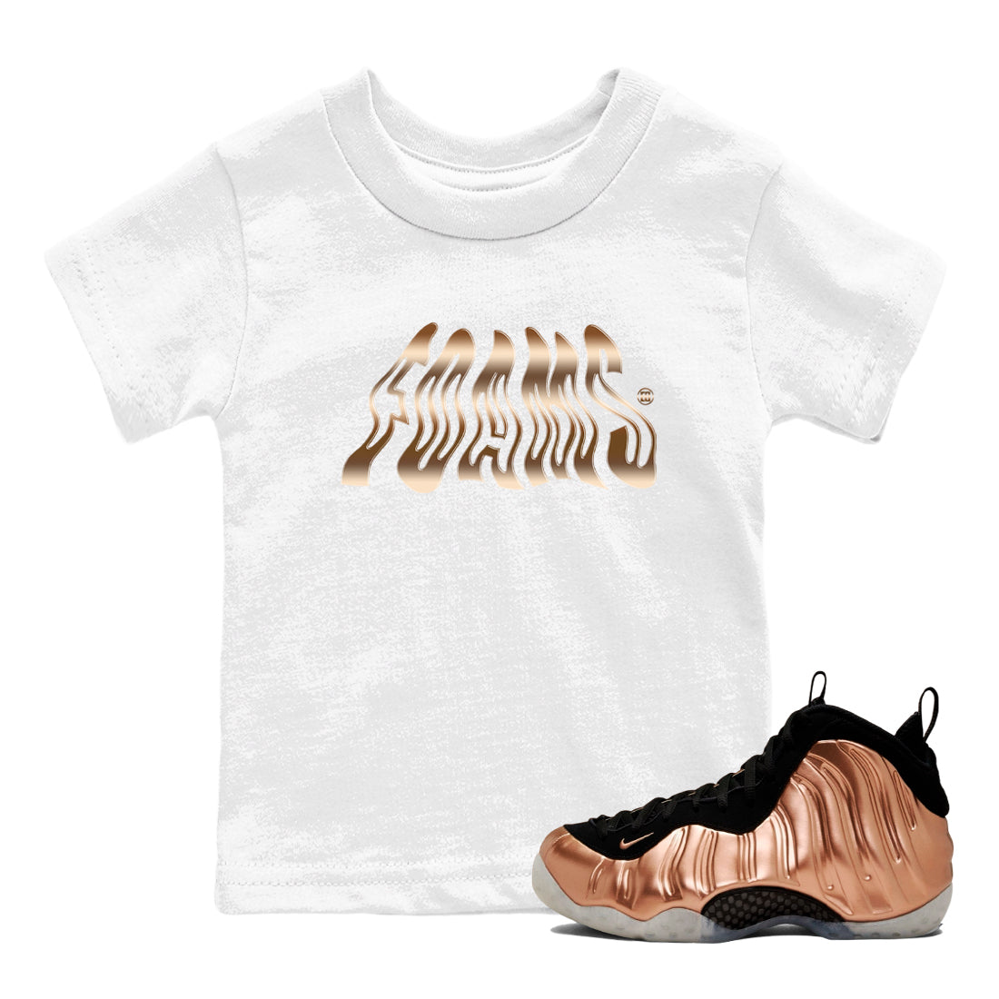 Air Foamposite 1 Metallic Copper Shirts To Match Jordans Foams Sneaker Shirts Air Foamposite One Metallic Copper SNRT Sneaker Release Tees Baby Youth Toddler White 1 crew neck shirts