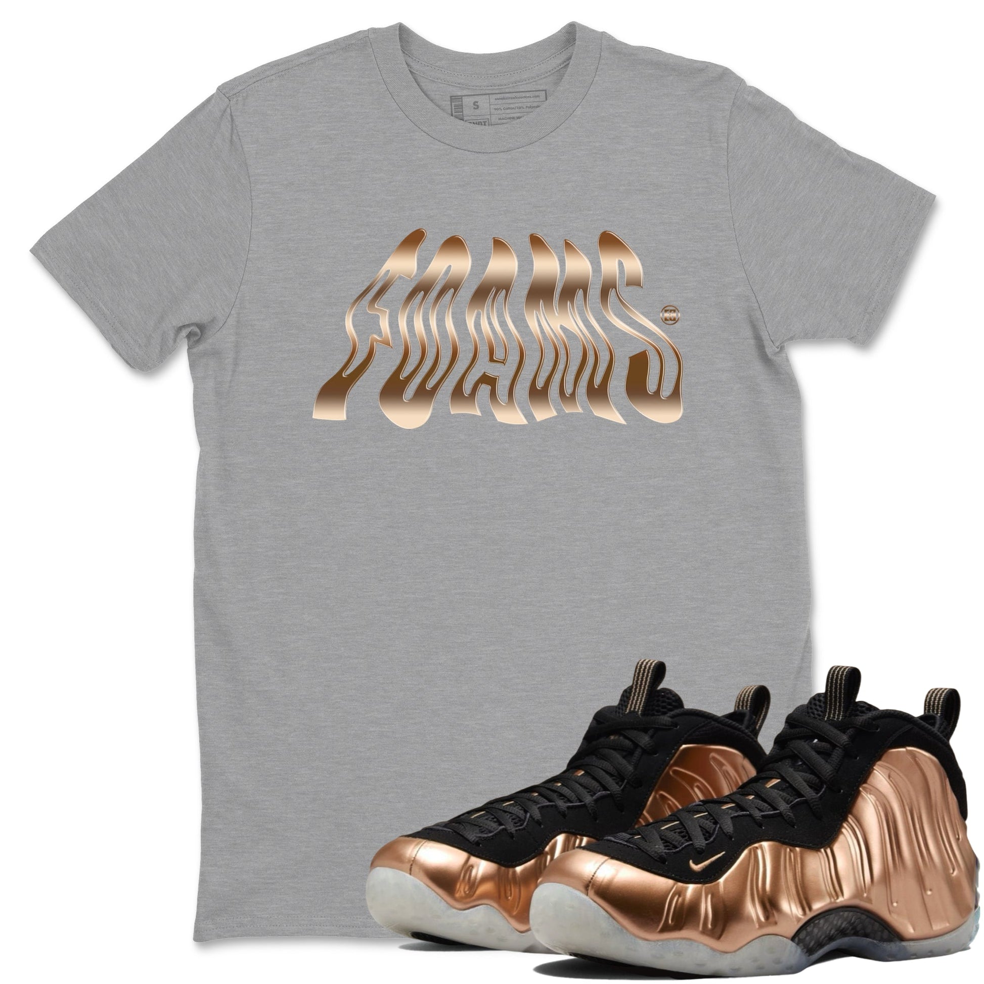 Air Foamposite 1 Metallic Copper Shirts To Match Jordans Foams Sneaker Shirts Air Foamposite One Metallic Copper SNRT Sneaker Release Tees Unisex Cotton Crew Neck Heather Grey 1 crew neck shirts