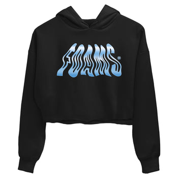 Foams womens crop tee made to vibe with the Air Foamposite One Psychic Blue sneakers — the perfect match in Black 2.