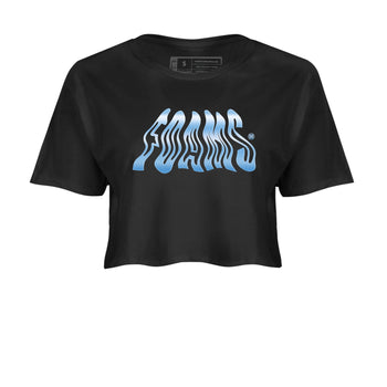 Foams womens crop tee made to vibe with the Air Foamposite One Psychic Blue sneakers — the perfect match in Black 2.