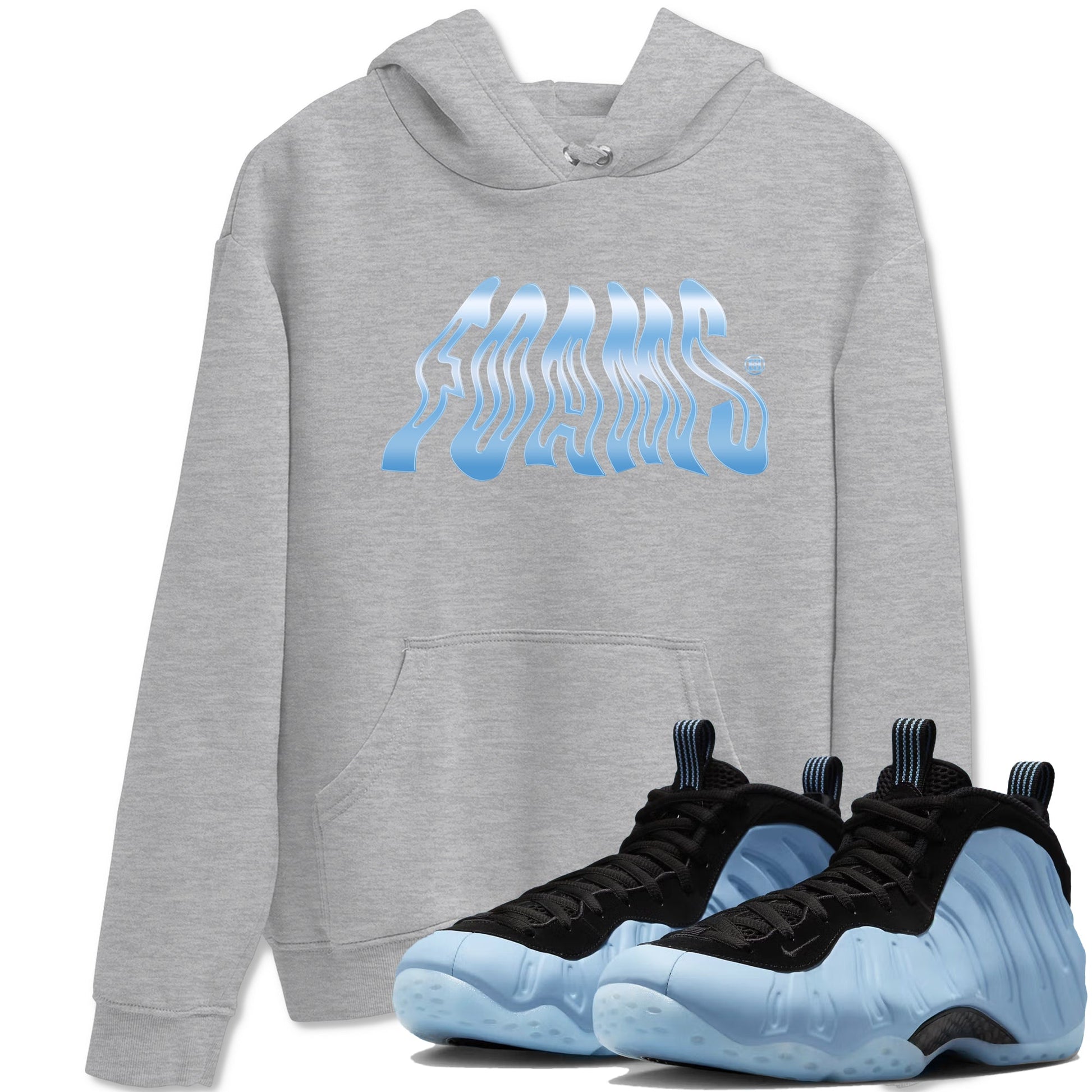 Foams sneaker match t-shirt styled to complete your fit with the Air Foamposite One Psychic Blue sneakers, shown in Heather Grey 1.