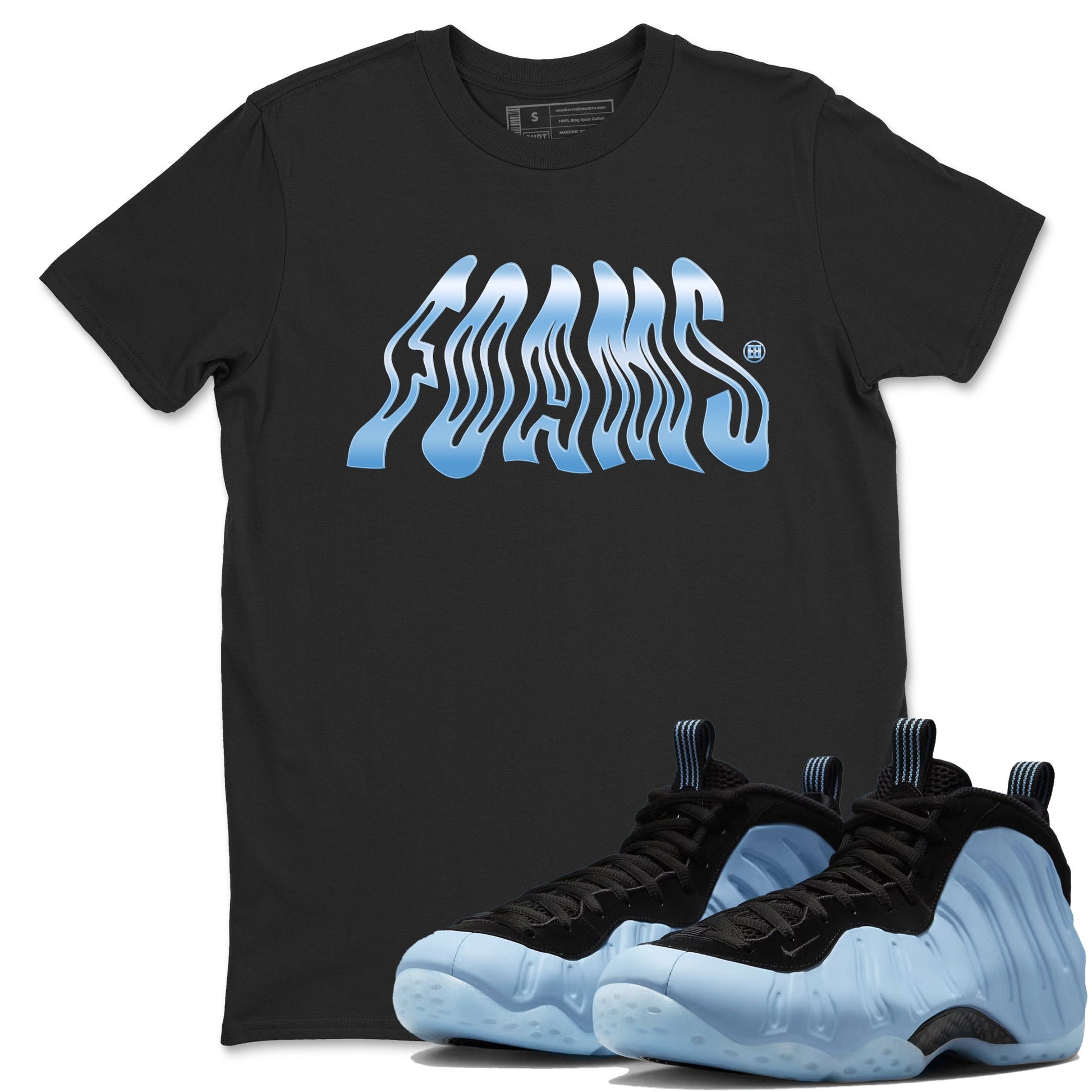 Foams sneaker match t-shirt styled to complete your fit with the Air Foamposite One Psychic Blue sneakers, shown in Black 1.