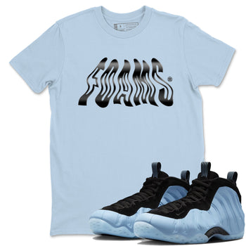 Foams sneaker match t-shirt styled to complete your fit with the Air Foamposite One Psychic Blue sneakers, shown in Light Blue 1.