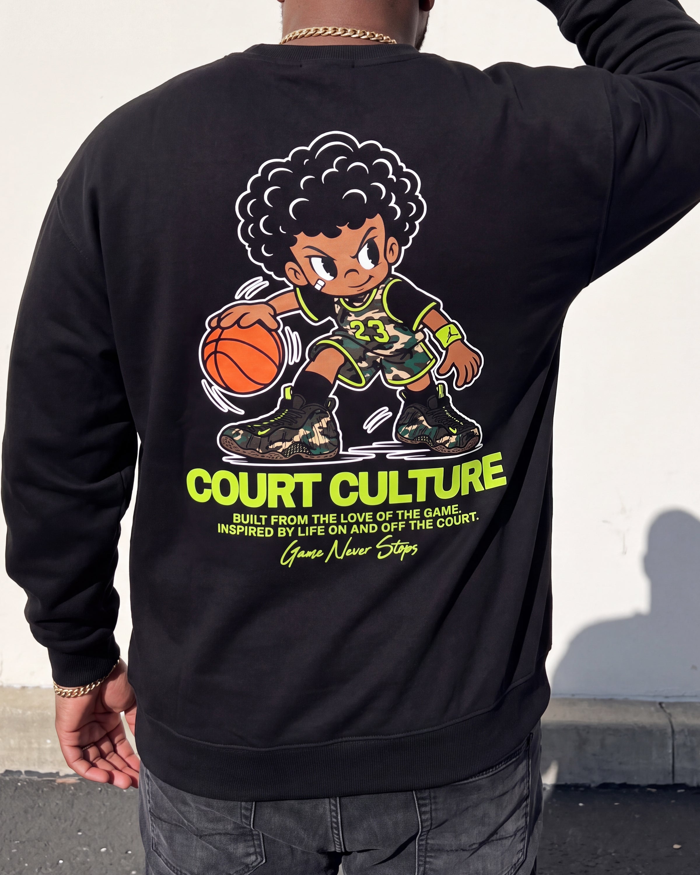 Court Culture Air Foamposite Pro Green Camo Matching Graphic Sweatshirt