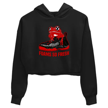 Foams So Fresh womens crop tee made to vibe with the Air Foamposite Cough Drop sneakers — the perfect match in Black 2.