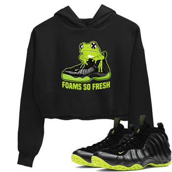 Foams One Black Volt best t shirts to wear with jordans Foams So Fresh sneaker match tees Air Foamposite One Black Volt match shoes to clothes SNRT Sneaker Tees unisex cotton Black 1 crop tee