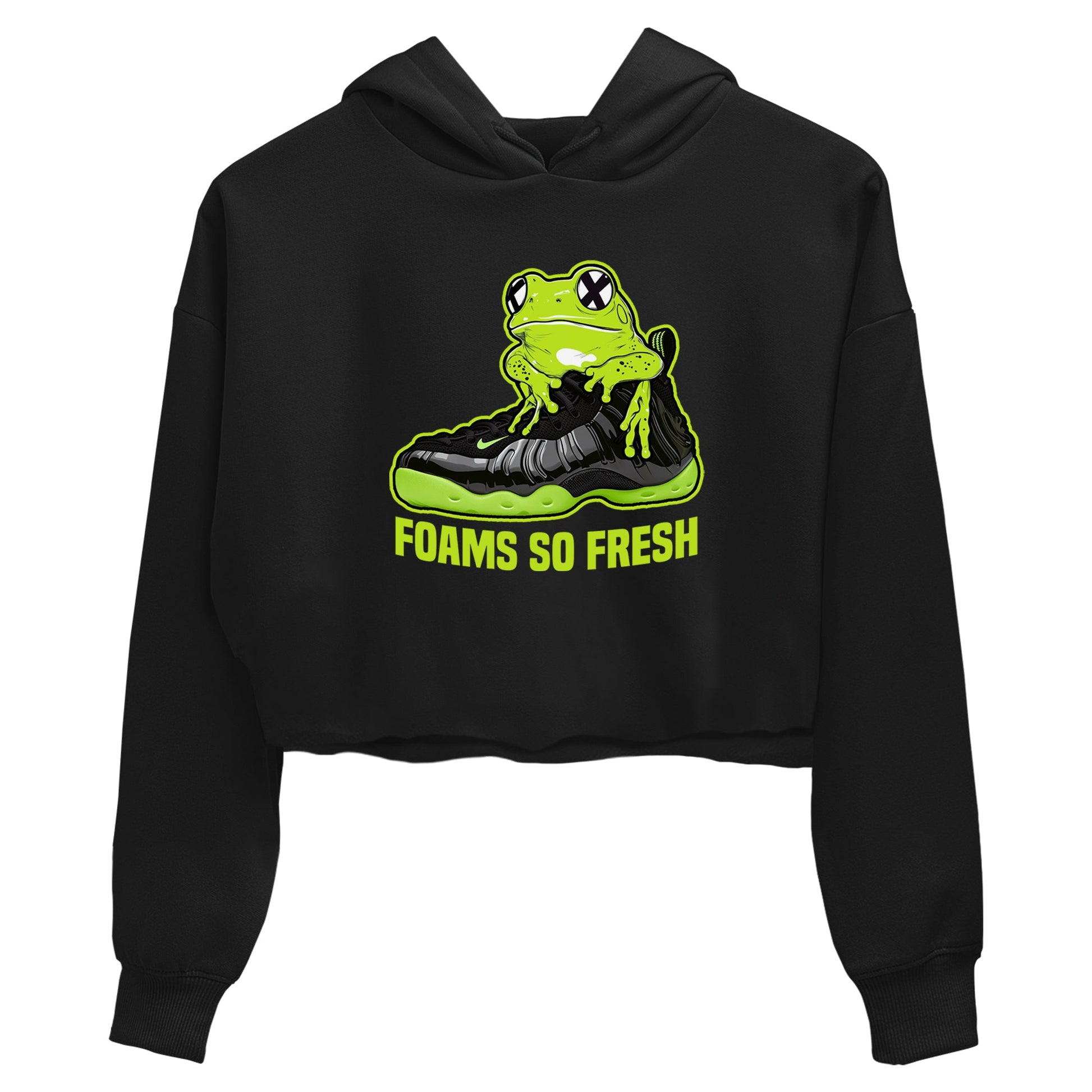 Foams One Black Volt best t shirts to wear with jordans Foams So Fresh sneaker match tees Air Foamposite One Black Volt match shoes to clothes SNRT Sneaker Tees unisex cotton Black 2 crop tee