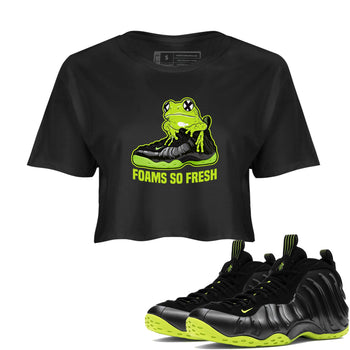 Foams One Black Volt best t shirts to wear with jordans Foams So Fresh sneaker match tees Air Foamposite One Black Volt match shoes to clothes SNRT Sneaker Tees unisex cotton Black 1 crop tee