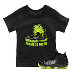 Foams One Black Volt best t shirts to wear with jordans Foams So Fresh sneaker match tees Air Foamposite One Black Volt match shoes to clothes SNRT Sneaker Tees Youth Baby Black 1 tee