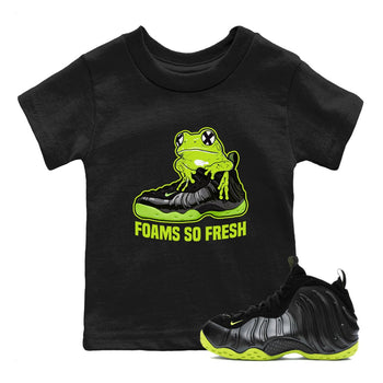 Foams One Black Volt best t shirts to wear with jordans Foams So Fresh sneaker match tees Air Foamposite One Black Volt match shoes to clothes SNRT Sneaker Tees Youth Baby Black 1 tee