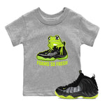 Foams One Black Volt best t shirts to wear with jordans Foams So Fresh sneaker match tees Air Foamposite One Black Volt match shoes to clothes SNRT Sneaker Tees Youth Baby Heather Grey 1 tee