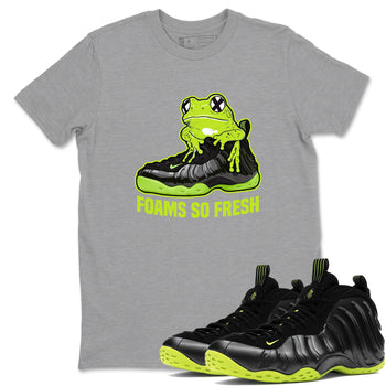 Foams One Black Volt best t shirts to wear with jordans Foams So Fresh sneaker match tees Air Foamposite One Black Volt match shoes to clothes SNRT Sneaker Tees unisex cotton Heather Grey 1 shirts