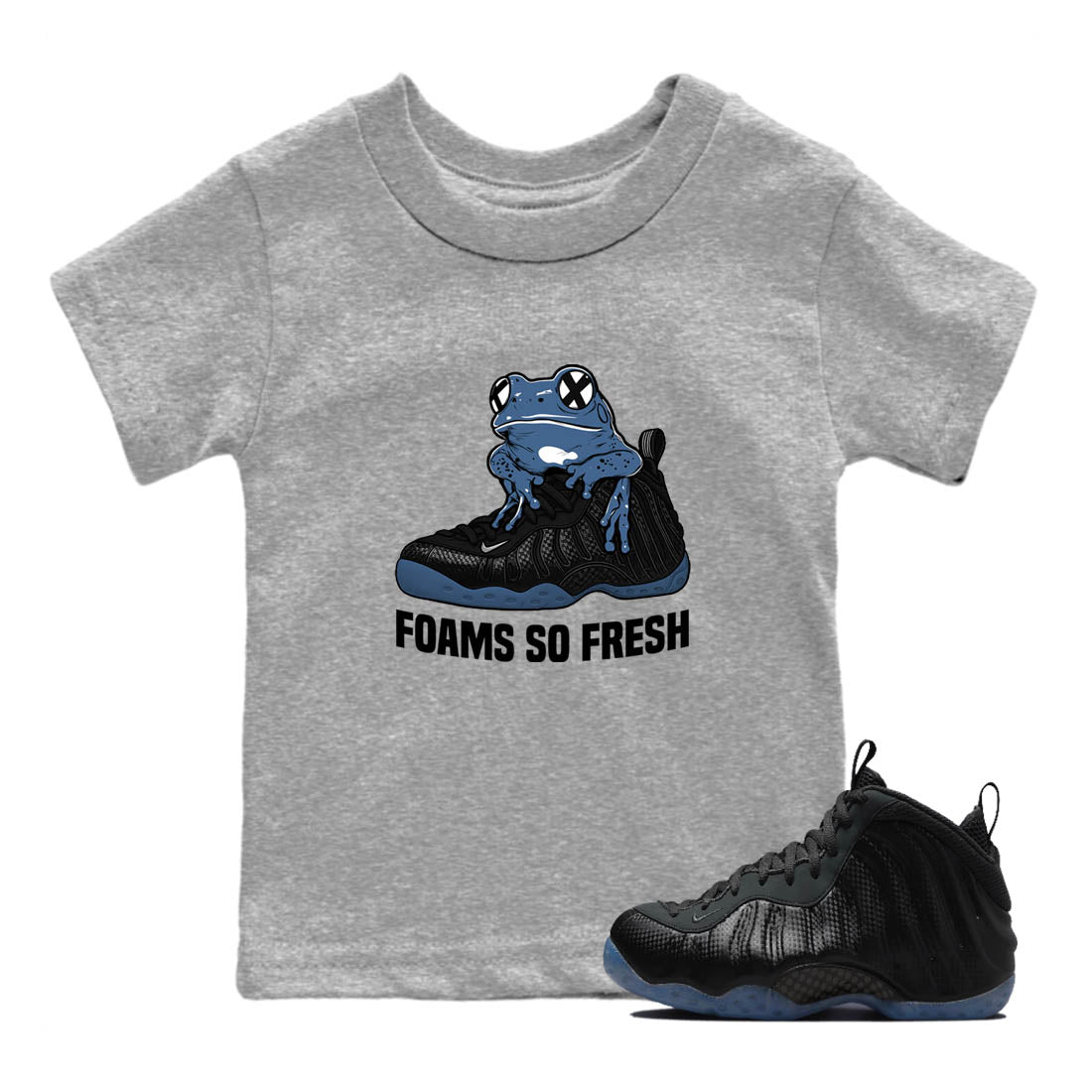 Sneaker Threads – Sneaker Tees To Match Air Foamposite One Carbon Fiber – Foams So Fresh Youth Graphic Tee Heather Grey 2. Perfect for Jordan releases 2025 colorways.